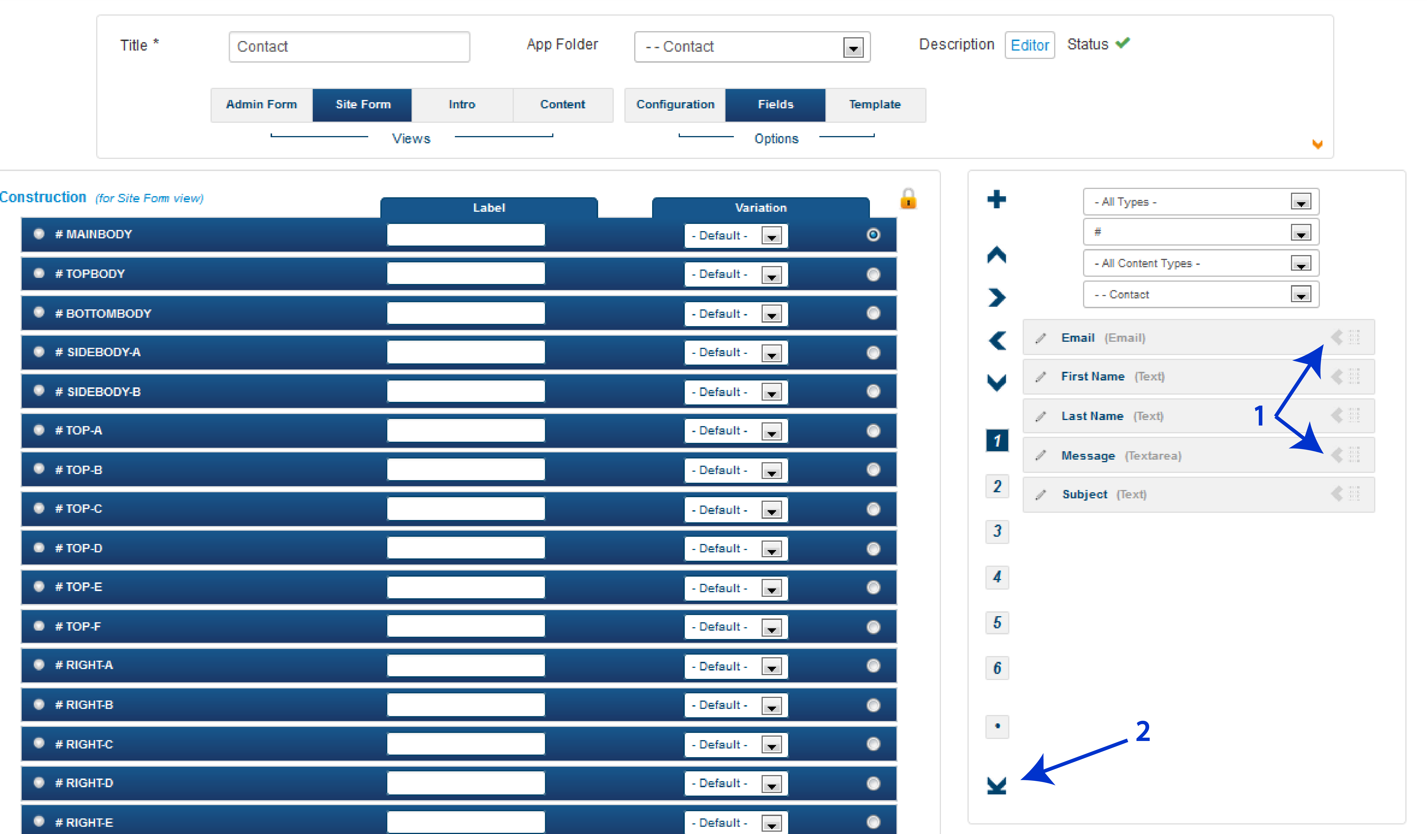 Front Form before import Fields